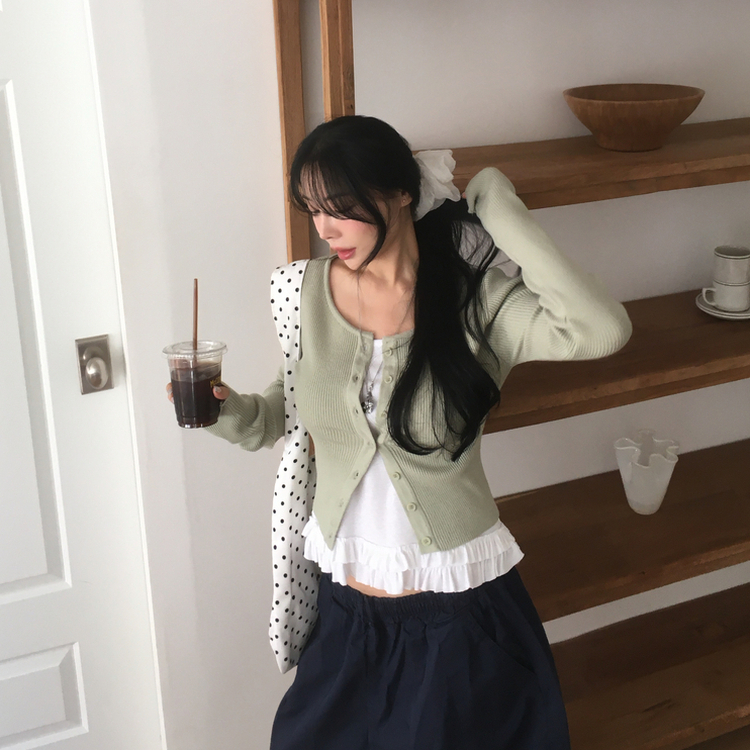 リブニットやわらかカーディガン(8color) MINT