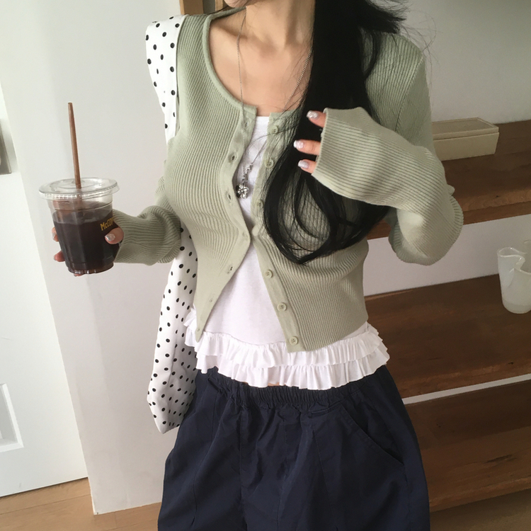 リブニットやわらかカーディガン(8color) MINT