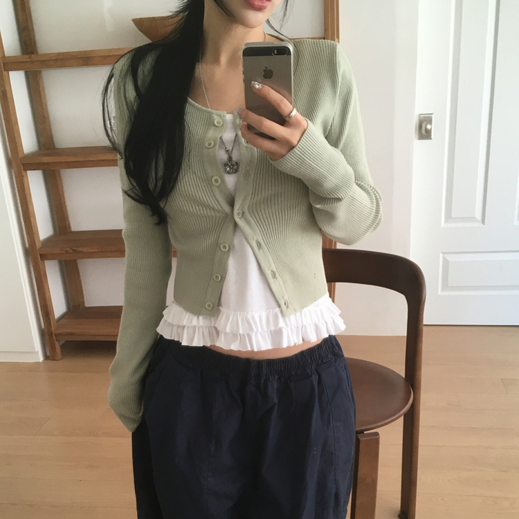 リブニットやわらかカーディガン(8color) MINT