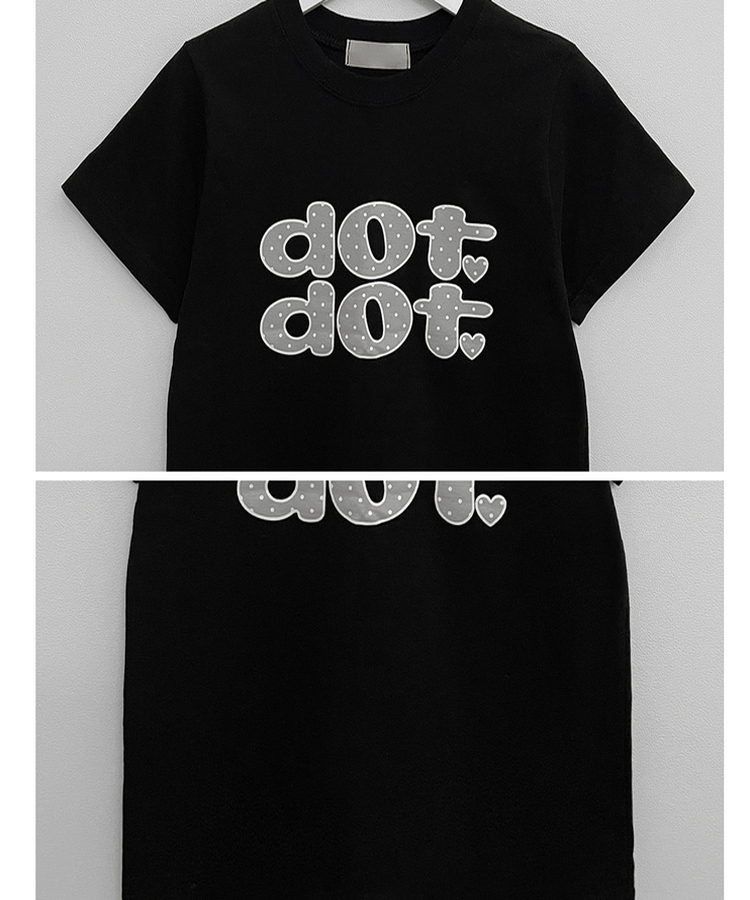 dotレタリングプリント半袖Tシャツ