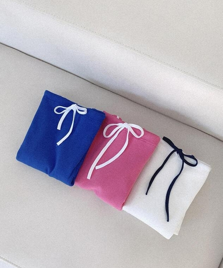 バイカラーリボンミニワンピース