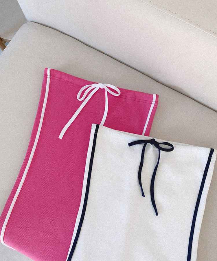 バイカラーリボンミニワンピース