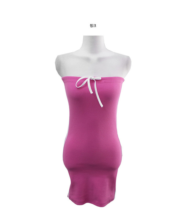 バイカラーリボンミニワンピース