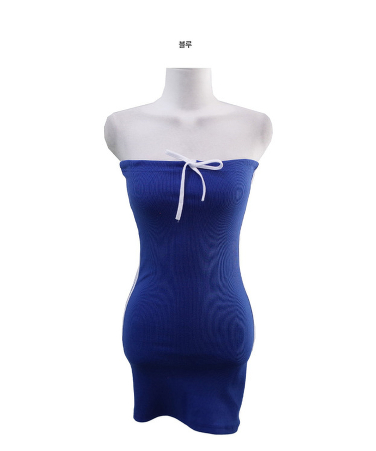 バイカラーリボンミニワンピース