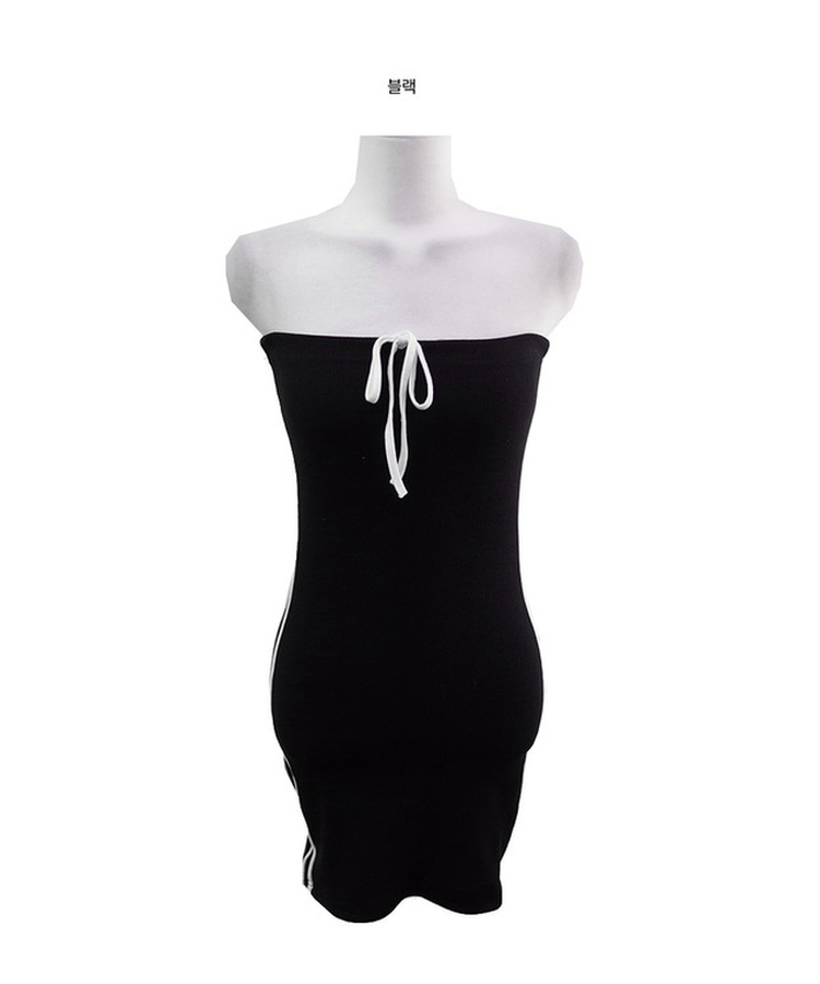 バイカラーリボンミニワンピース