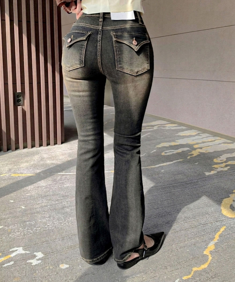 バックポケットブーツカットデニム DEEP DENIM