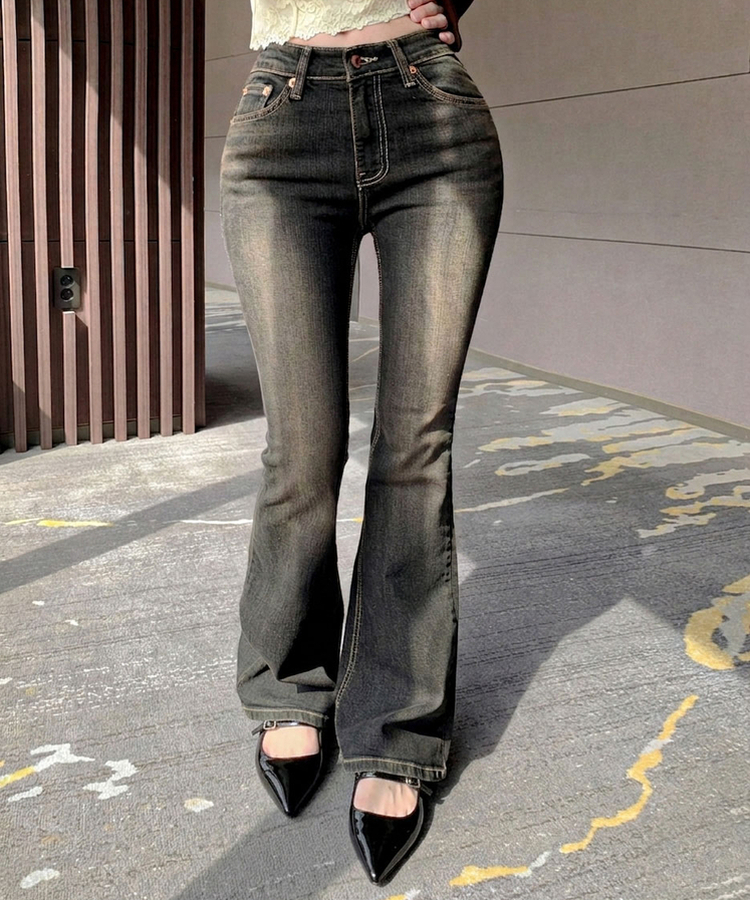 バックポケットブーツカットデニム DEEP DENIM