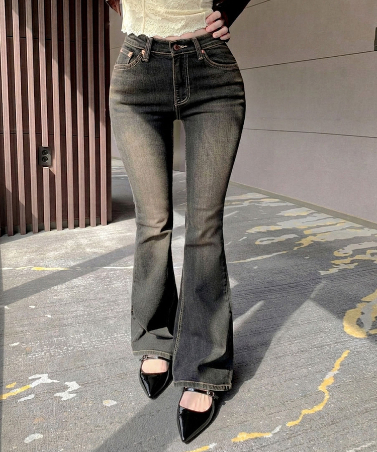 バックポケットブーツカットデニム DEEP DENIM