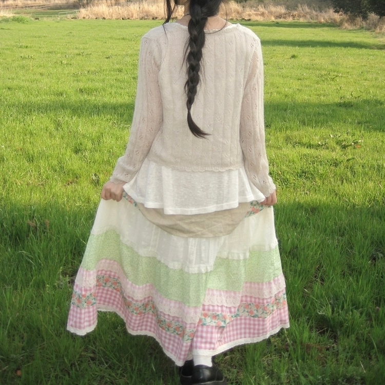 バンディングボヘミアンロングスカート PINK+WHITE