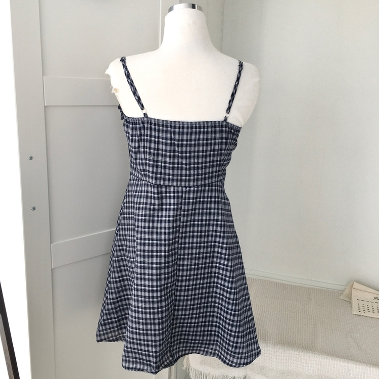 リボンチェックキャミソールミニワンピース