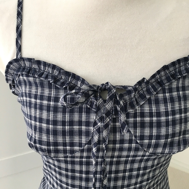 リボンチェックキャミソールミニワンピース