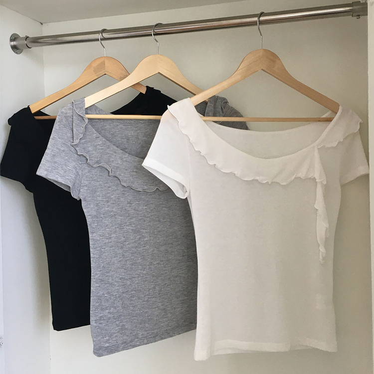 半袖フリルユニークデイリーTシャツ