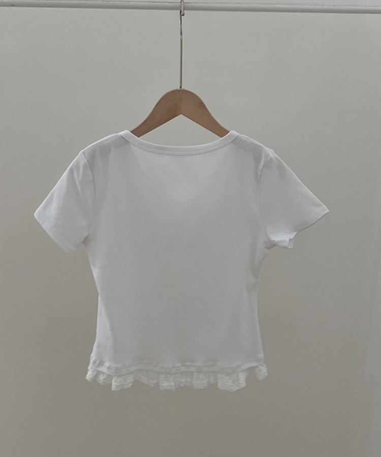 レースリボンレイヤードTシャツ(6color)