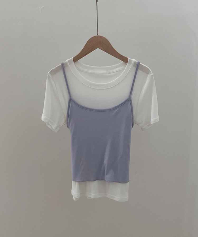 【SET】ストラップキャミソール＋半袖Tシャツ