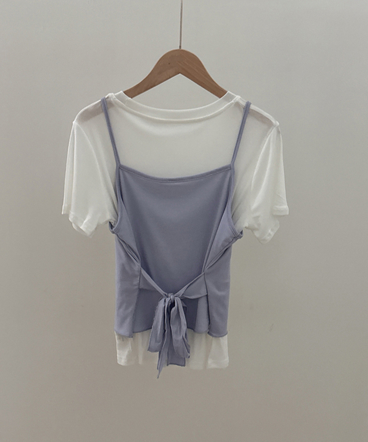 【SET】ストラップキャミソール＋半袖Tシャツ