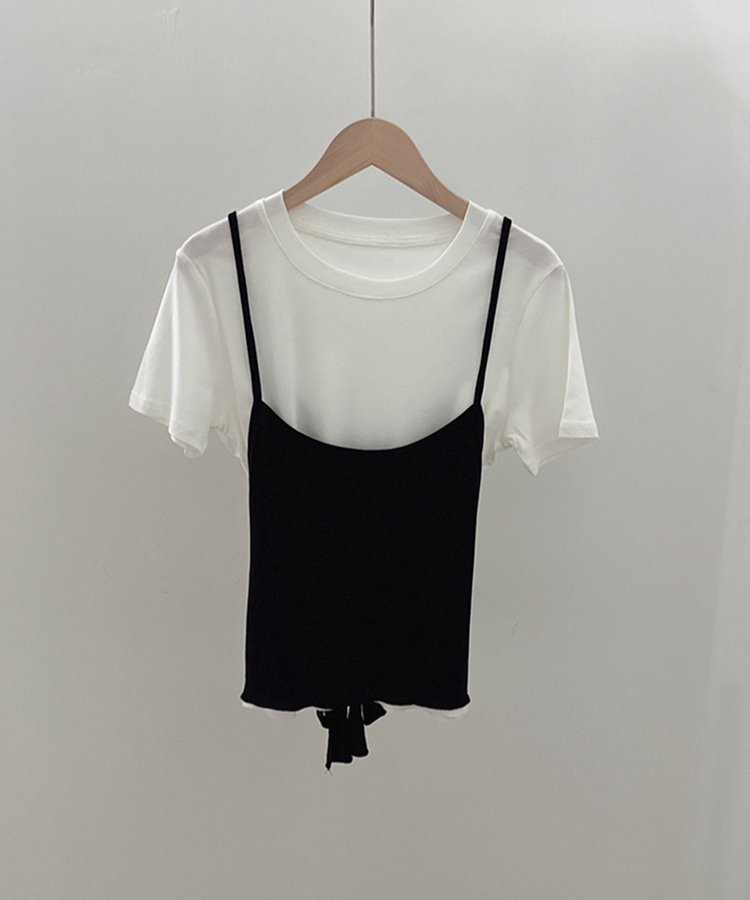 【SET】ストラップキャミソール＋半袖Tシャツ