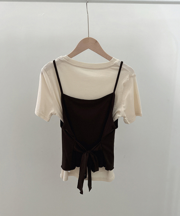 【SET】ストラップキャミソール＋半袖Tシャツ