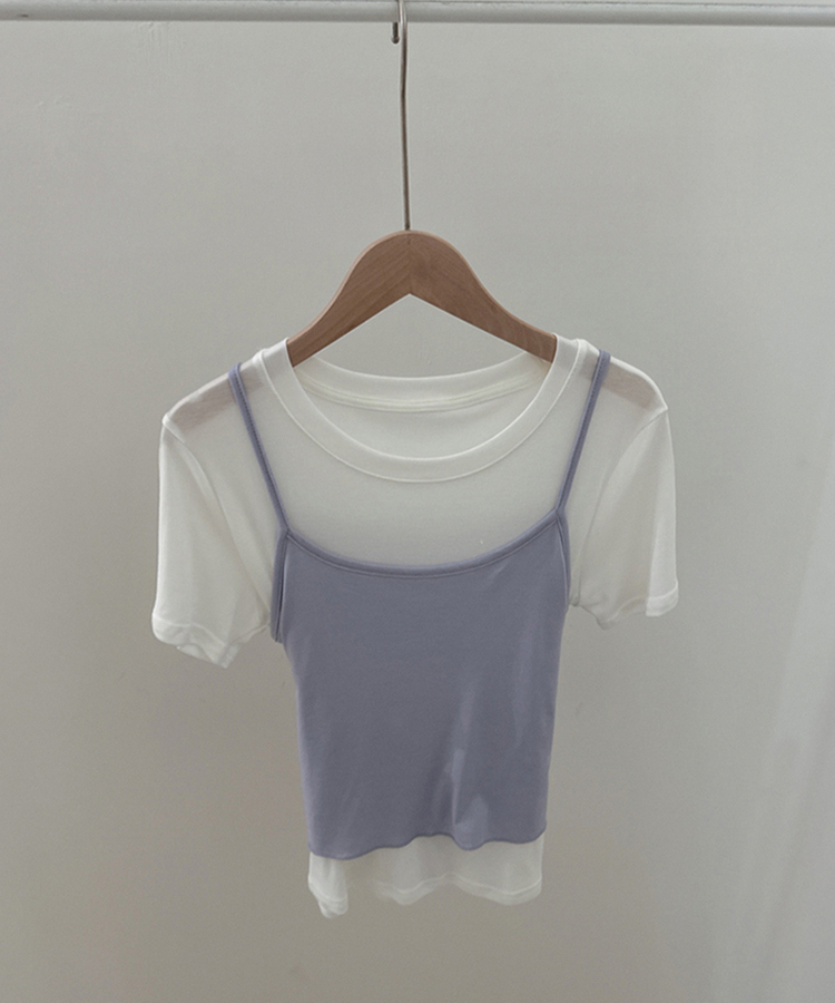 【SET】ストラップキャミソール＋半袖Tシャツ