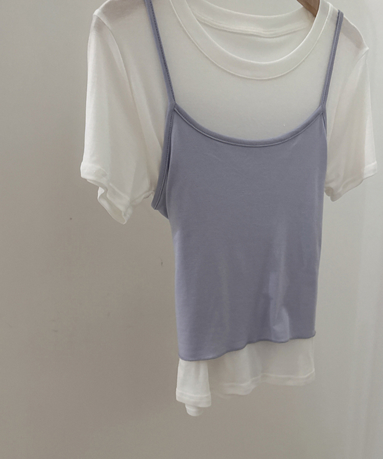 【SET】ストラップキャミソール＋半袖Tシャツ