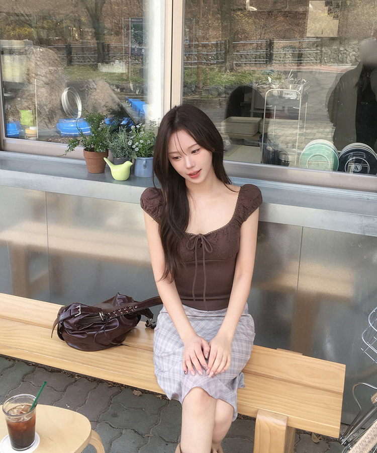 チェックフレアミディスカート BEIGE