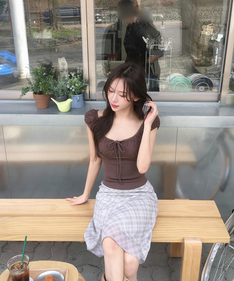 チェックフレアミディスカート BEIGE