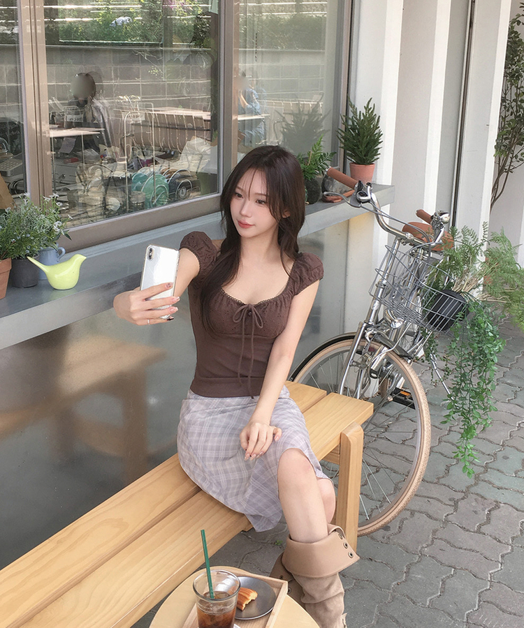 チェックフレアミディスカート BEIGE