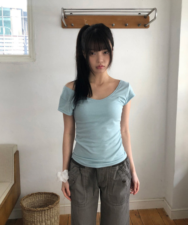 デイリーUネック半袖Tシャツ(5color) SKYBLUE