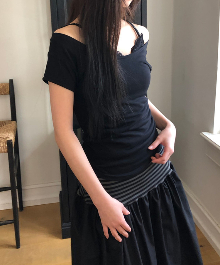 デイリーUネック半袖Tシャツ(5color) BLACK