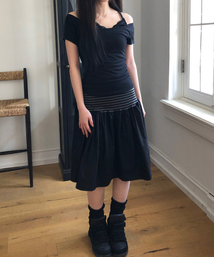 デイリーUネック半袖Tシャツ(5color) BLACK