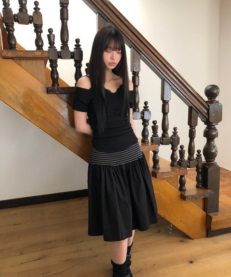 デイリーUネック半袖Tシャツ(5color) BLACK