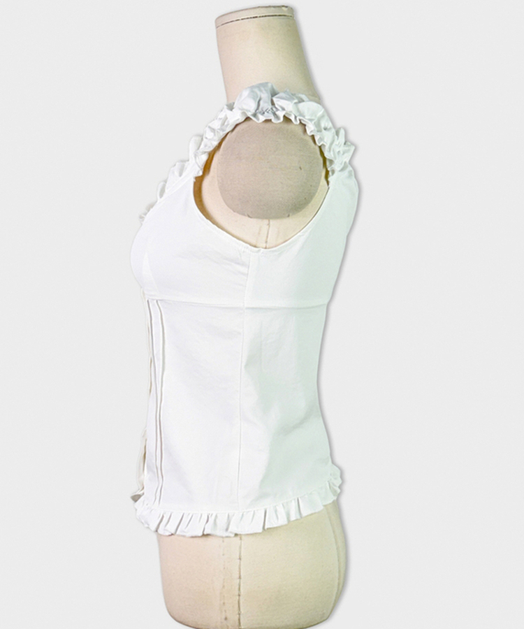 フリルシャーリングボタンブラウス