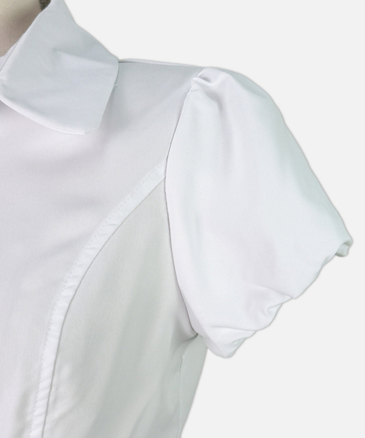 ピンタックパフ半袖シャツブラウス