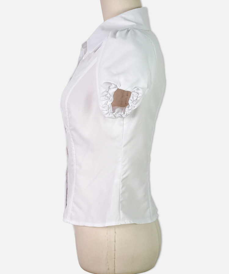 ピンタックパフ半袖シャツブラウス