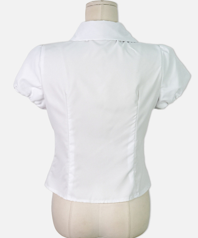 ピンタックパフ半袖シャツブラウス