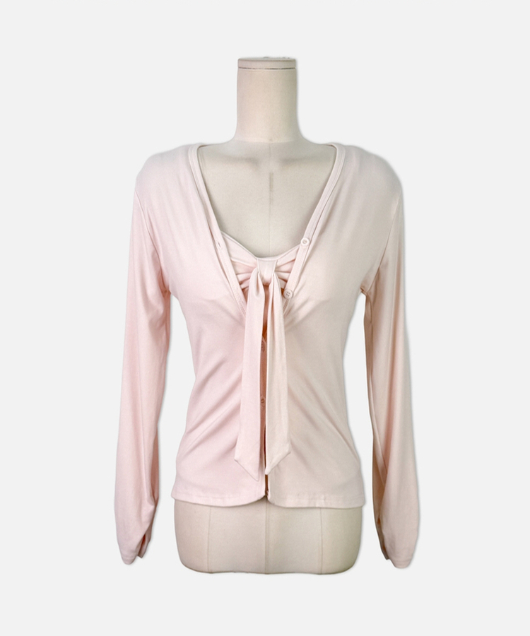 【SET】カップ付きリボンキャミソール＋カーディガン