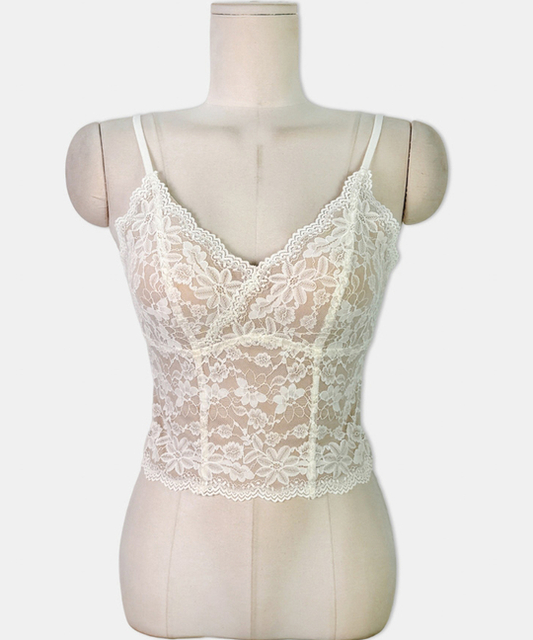 【カップ付き】レーススリムフィットキャミソール