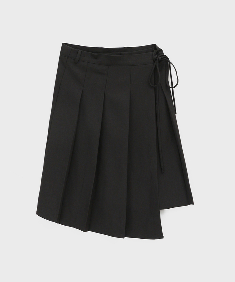 アンバランスプリーツラップミディスカート