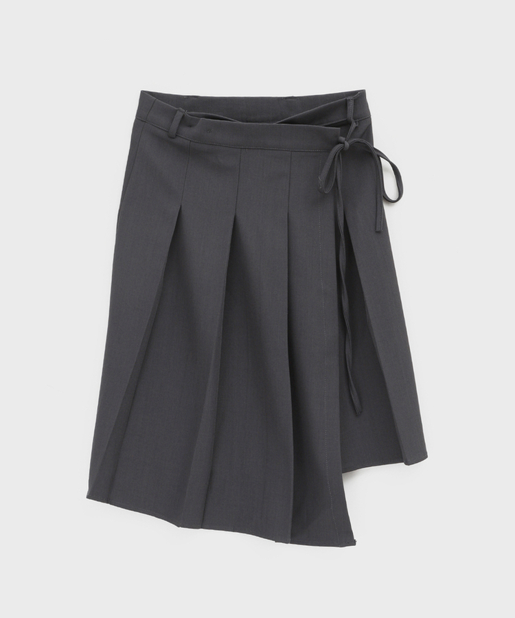 アンバランスプリーツラップミディスカート