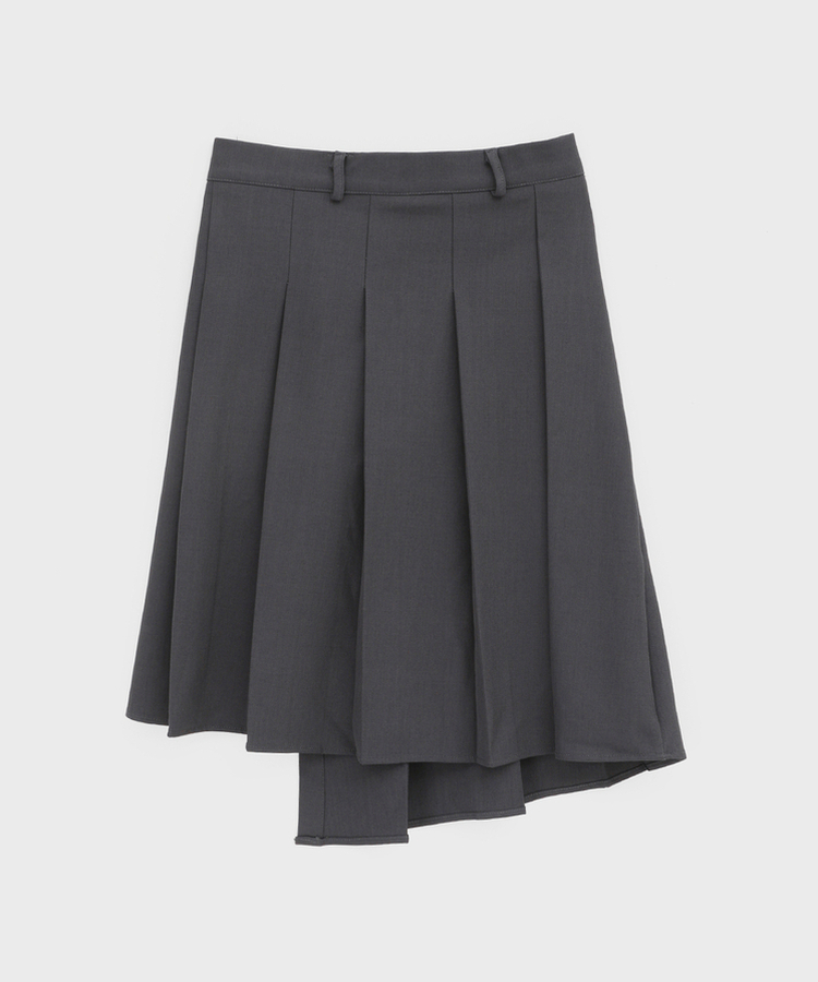 アンバランスプリーツラップミディスカート