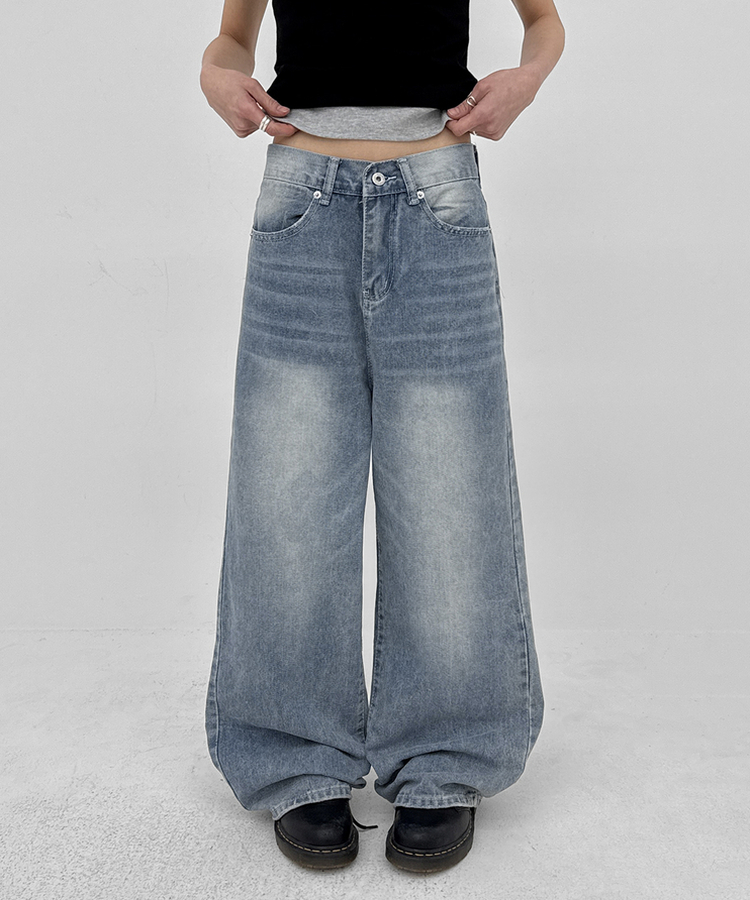 ワイドデニムパンツ BLUE