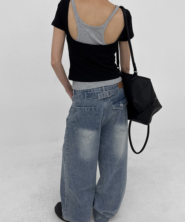 ワイドデニムパンツ BLUE