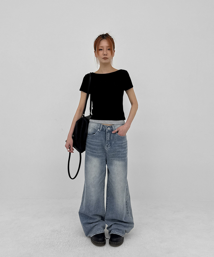 ワイドデニムパンツ BLUE