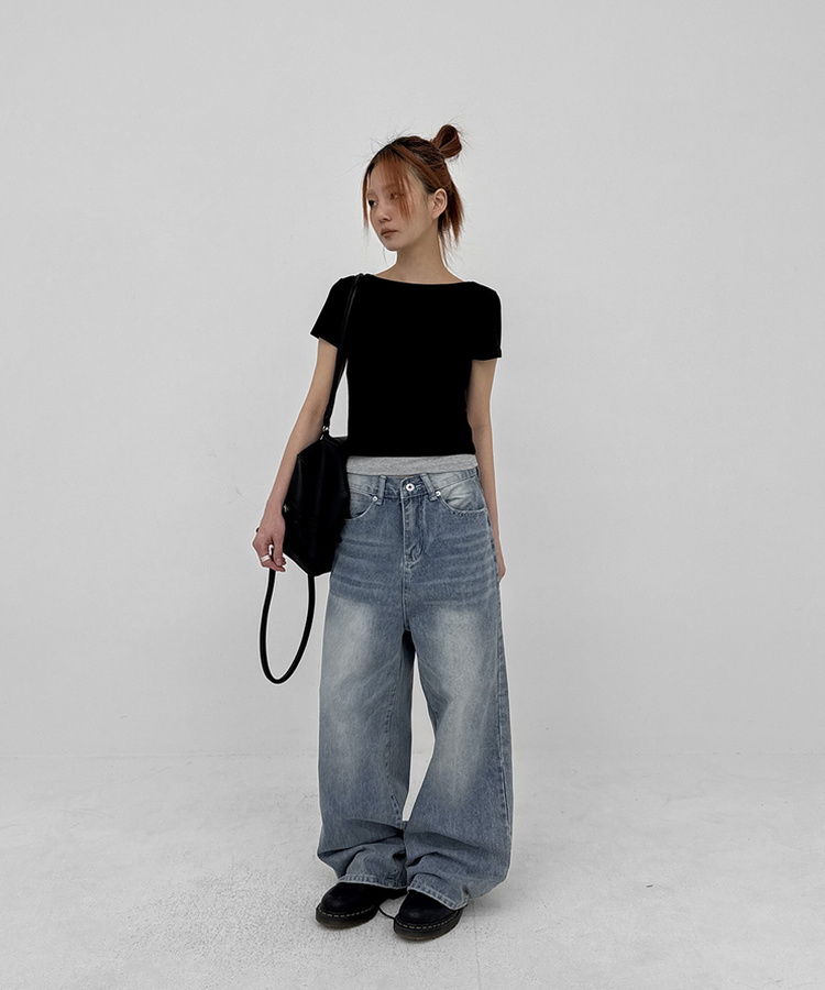 ワイドデニムパンツ BLUE