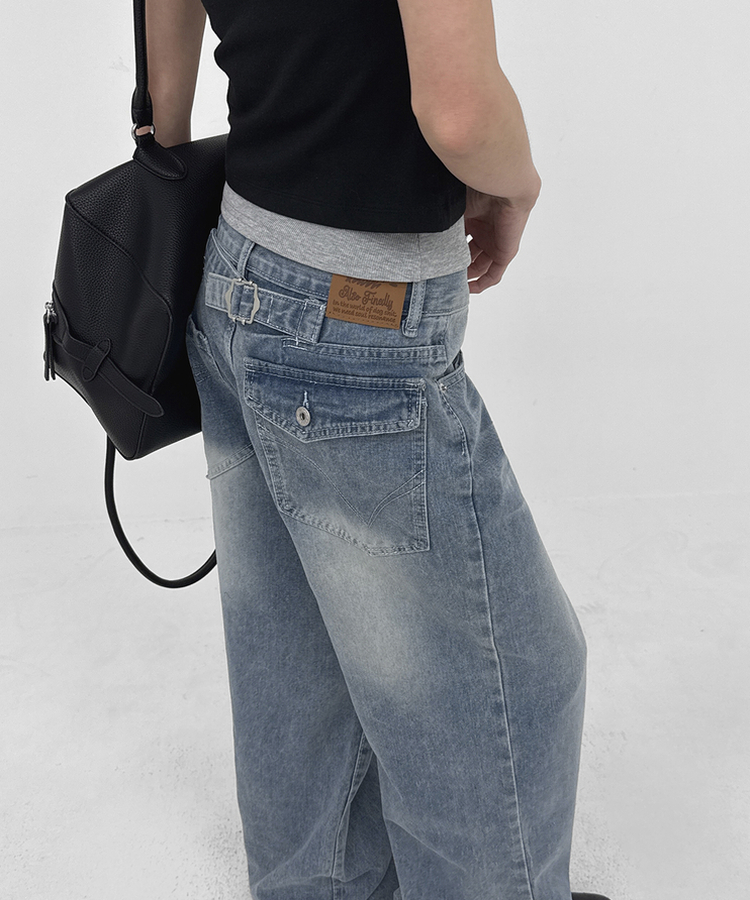 ワイドデニムパンツ BLUE