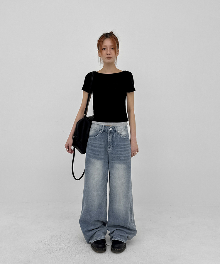 ワイドデニムパンツ BLUE