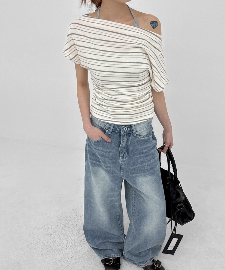 ワイドデニムパンツ BLUE