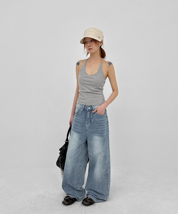 ワイドデニムパンツ BLUE