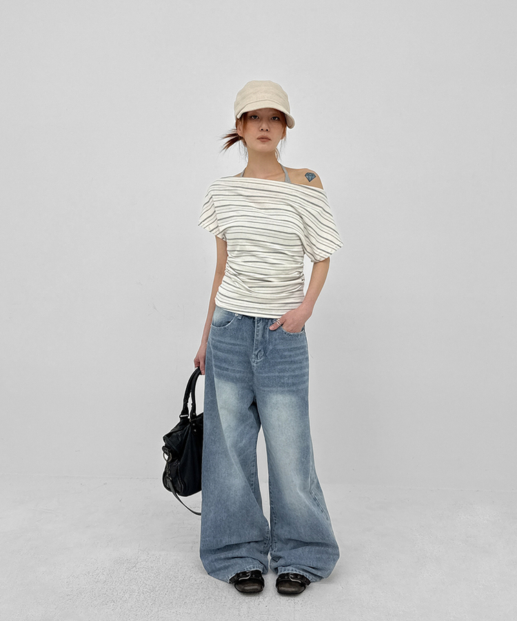 ワイドデニムパンツ BLUE