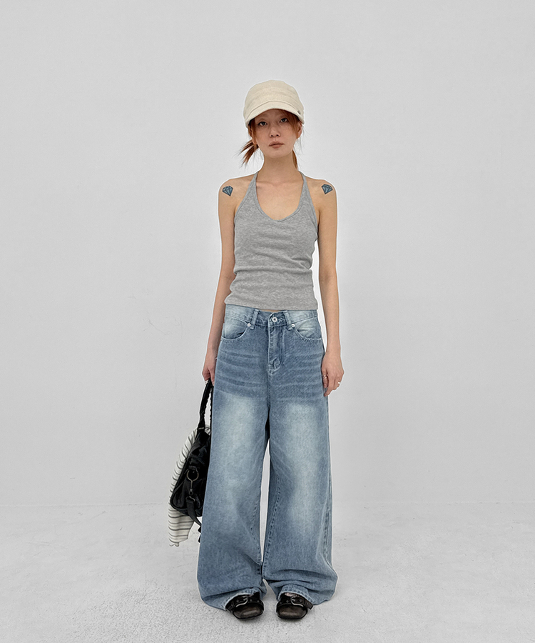 ワイドデニムパンツ BLUE