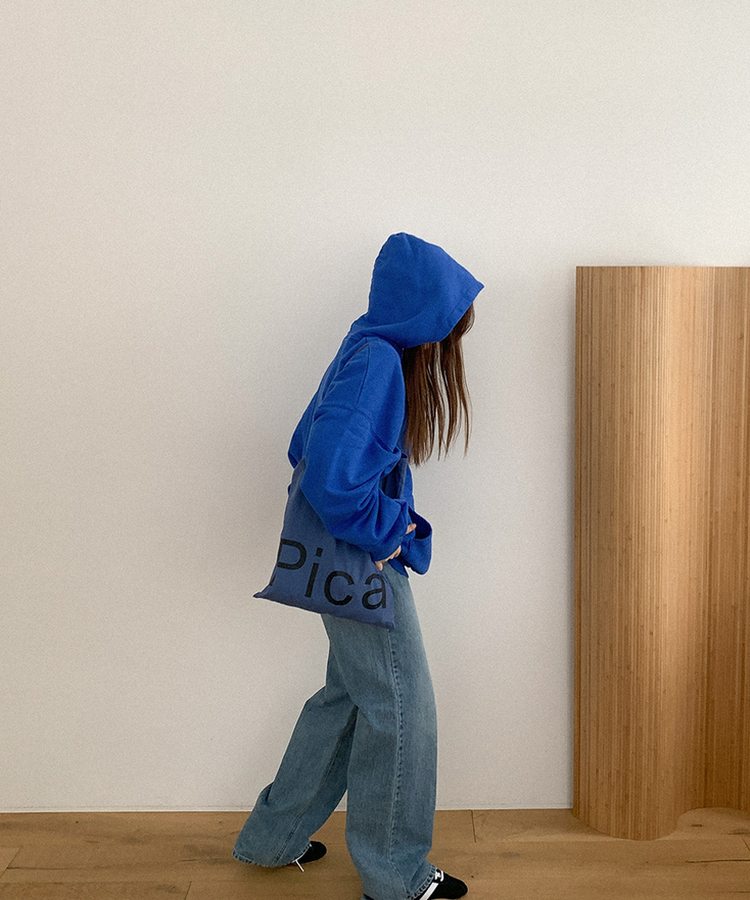 プリントオーバーフィットフードT BLUE